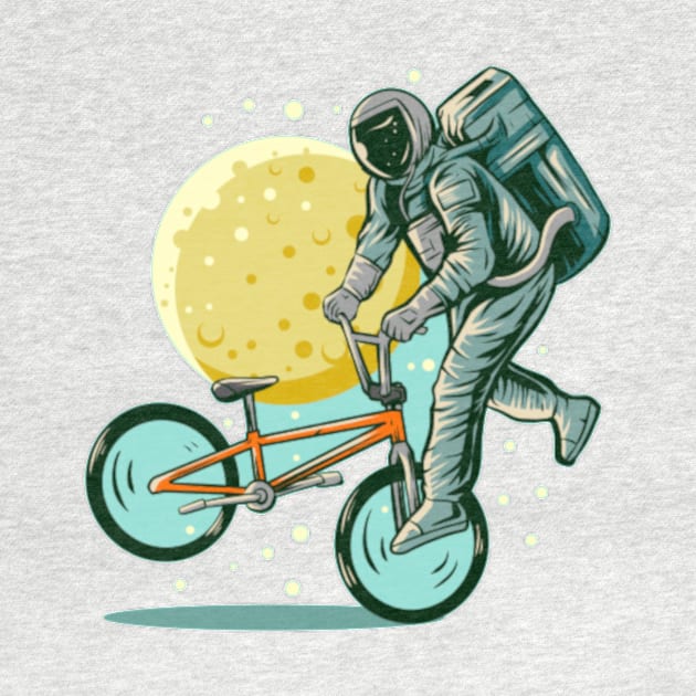 Astronaut freestyle bmx bike with moon by t-shiit